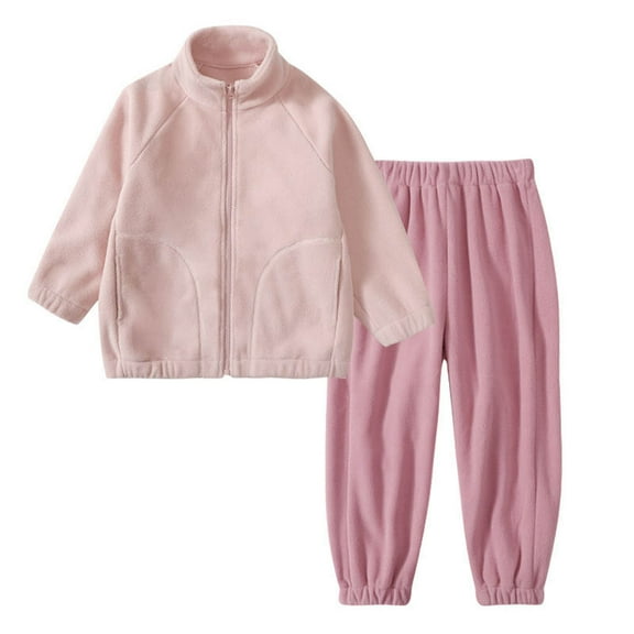 Busydd Girls Clothes 2 Piece Sets 3-17 Years Unisex Warm Toddler Teen Boy Clothes Sets Solid Color Long Sleeve Zip Fleece Jackets and Pants Girls Winter Outfits 5-6 Years