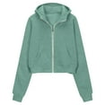 thumbnail image 4 of JUSLIO Girls Hoodies Athletic Zipper Hooded Sweatshirt Solid Color Pockets Long Sleeve Tops Sweatshirts Green（6 Years）, 4 of 7