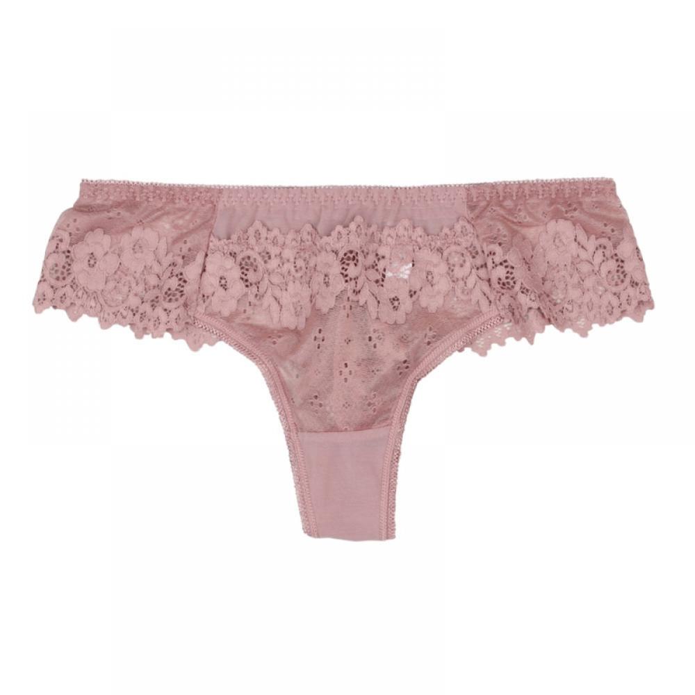 Xmarks Women's Lace Thongs Half See Through T Back Low Rise Hipster