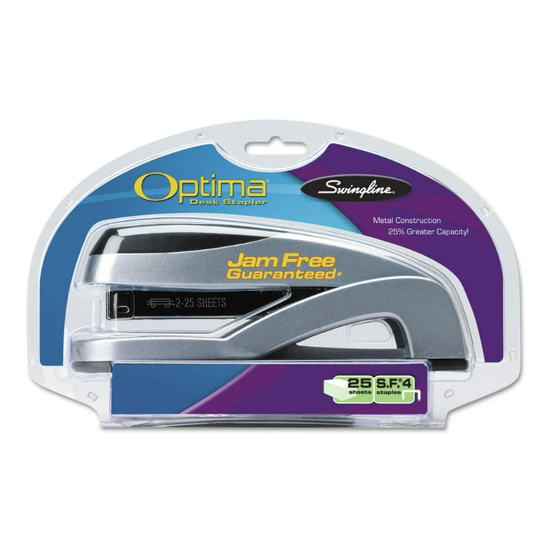 Optima Full Strip Desk Stapler, 25-Sheet Capacity, Silver Optima Full Strip Desk Stapler, 25-Sheet Capacity, Silver