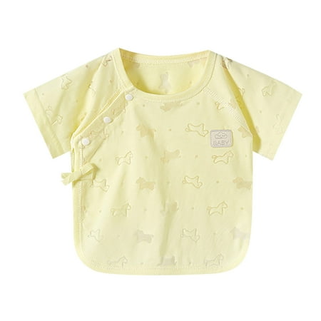 

B91xZ Summer Toddler Solid Color Breathable Short Sleeve Top Casual Home Suit For 0 To 2 Years 18-24Months