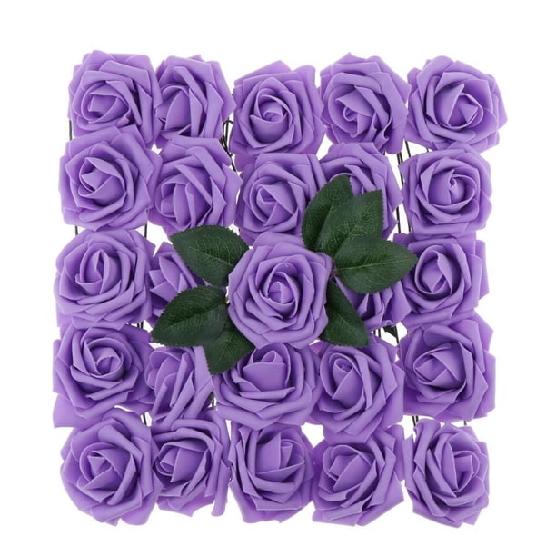 25 unids / bolsa 8 cm espuma rosa cabezas artificiales cabezas de flores Púrpura