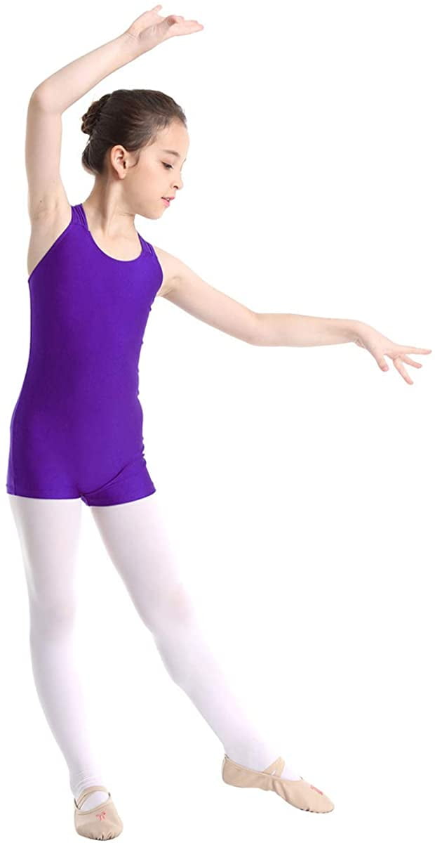 Girls One Piece Gymnastic Ballet Dance Leotard Cross Back Bodysuit Dancewear 