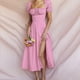 thumbnail image 5 of Falda larga francesa de verano 2024, ropa europea y americana, vestido ajustado con mangas abullonadas y cordones, 5 of 5
