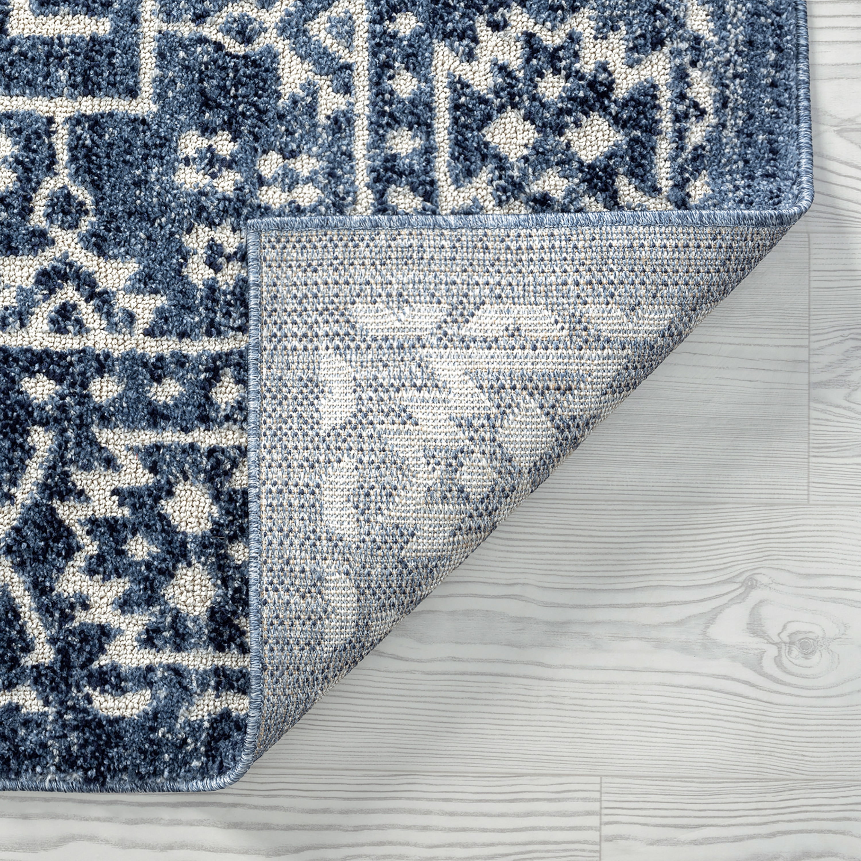 Traditional 5x8 Area Rug (5'3'' x 7'3'') Oriental Navy, Cream Living Room Easy to Clean
