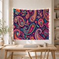 thumbnail image 5 of Colorful Paisley and Floral Motifs on Deep Navy Background, Mystical Boho for Women, Decorative Art Wall Accent, Housewarming Gift, Tapestry Wall Hanging for Bedroom and Living Room, 5 of 7