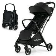 Infans Portable Baby Stroller One-Hand Fold Pushchair W/ Aluminum Frame Black