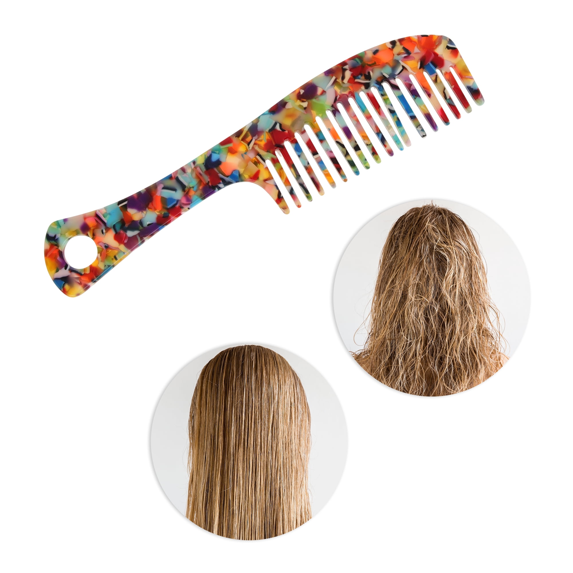 Unique Bargains 1 Pc Portable Long Handle Hair Comb for All Hair Types Styles Colorful