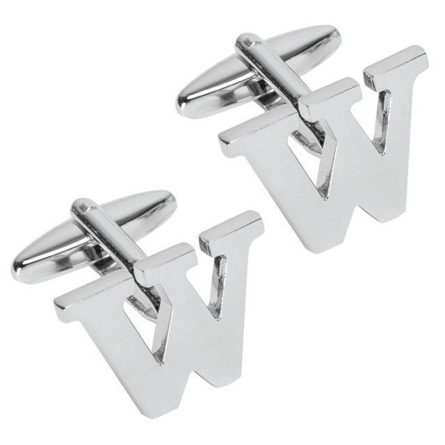 BodyJ4You 2PC Cufflinks Personalized Initials Letter W Men's Button Shirt Business Gift