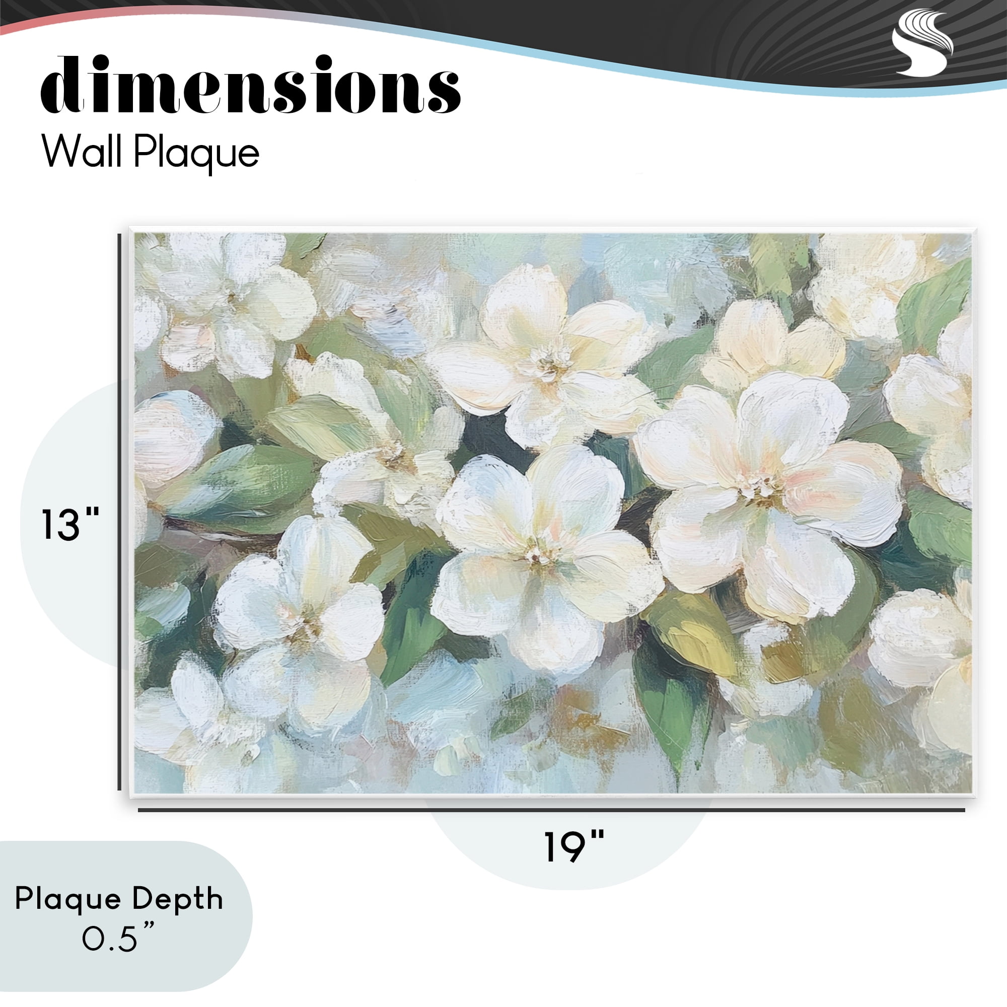 Stupell Industries Painted White Flowers in Leaves Wall Plaque Art, design by Petal Prints Design