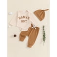 thumbnail image 2 of Suealasg Baby Boys Fall Clothes 3 6 9 12 Months Infant Boys Long Sleeve Letter Print Romper +Long Pants +Hat 3Pcs Casual Autumn Outfits for Newborn Boys, 2 of 7