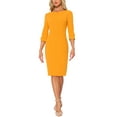 thumbnail image 2 of INSPIRE CHIC Women's Vintage Dress 3/4 Sleeve Wear-to-Work Sheath Dresses S Bright Yellow, 2 of 6