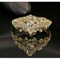 2CT Marquise Simulated Diamond Engagement Ring 14k Yellow Gold Plated
