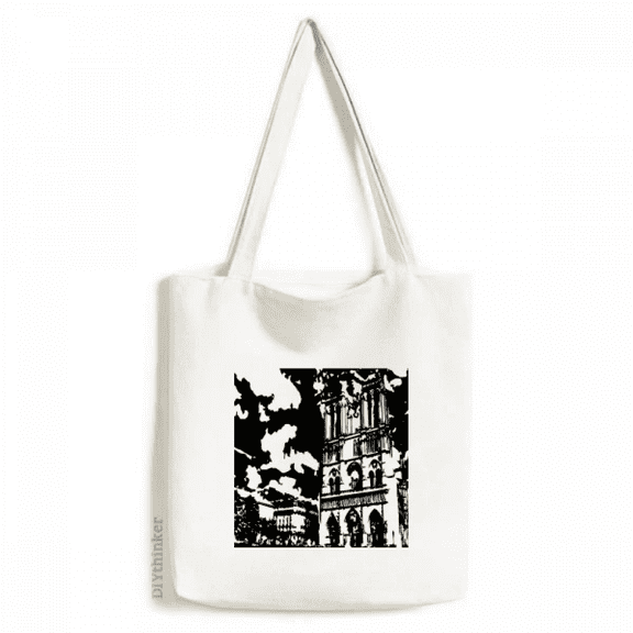 gothic building de paris tote canvas bag shopping satchel casual handbag