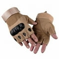 thumbnail image 2 of Durable Gloves for Motorcycle Cycling Riding Camping Outdoor Hiking - Half Finger Gloves (Khaki, X-Large), 2 of 5