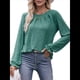 thumbnail image 2 of Camisas de Larga para Mujer, Moda Otoño 2025, Blusas Elegantes e Informales, Blusas Tipo Túnica Plisadas con Cuello Redondo. Verde XL, 2 of 10