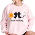 thumbnail image 3 of He’s Working Sheriff Sweatshirt – Funny Deputy Bow Graphic Pullover, Sheriff Wife Wifey Gift, Blue Collar Humor Top, 3 of 7