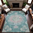 thumbnail image 6 of Addison Rugs Mayfield Premium Machine Washable Traditional Global Teal Rectangle Rug, 10' x 14', 6 of 6