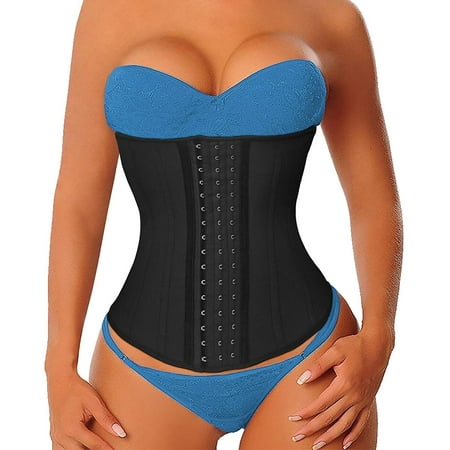 

YIANNA Women s Latex Waist Trainer Long Torso Underbust Corsets Cincher Sport Girdle Body Shaper Black X-large