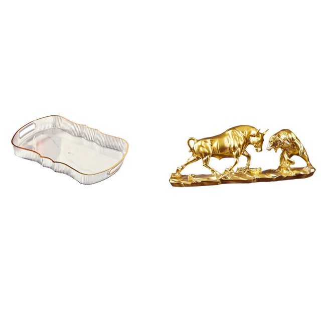 Bandeja de almacenamiento,Bandeja rectangular para servir,bandeja para postres y frutas de cocina,Estatua de escritorio,Figura decorativa de pelea de toros y osos,Colecciones de esculturas de