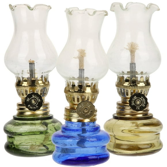 HLONK 3pcs Oil Lamp Indoor Kerosene Lantern Vintage Style Hurricane Lamp Decoration