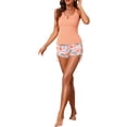 thumbnail image 2 of INSPIRE CHIC Women's Criss Cross Strappy Bikini Sets 2 Piece Pattern Drawstring Boyshorts Bottoms Swimwear Suits Medium Pink Sherbert, 2 of 5