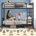 thumbnail image 5 of Miniyam Full over Full Metal Bunk Bed Frame with Dual Guardrails and Ladders, Heavy-Duty Quiet Design, Black, 5 of 8