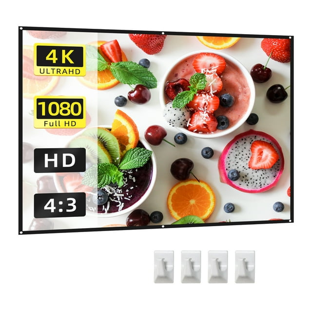 Amdohai Écran de Projecteur 60 Pouces 4:3 HD 4K Pliable Portable Projection Double Face Film Anti-Froissement