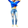 thumbnail image 3 of Jack David Juniors Womens Blue Denim Jeans Destroy Skinny Ripd Distressed Pants, 3 of 4