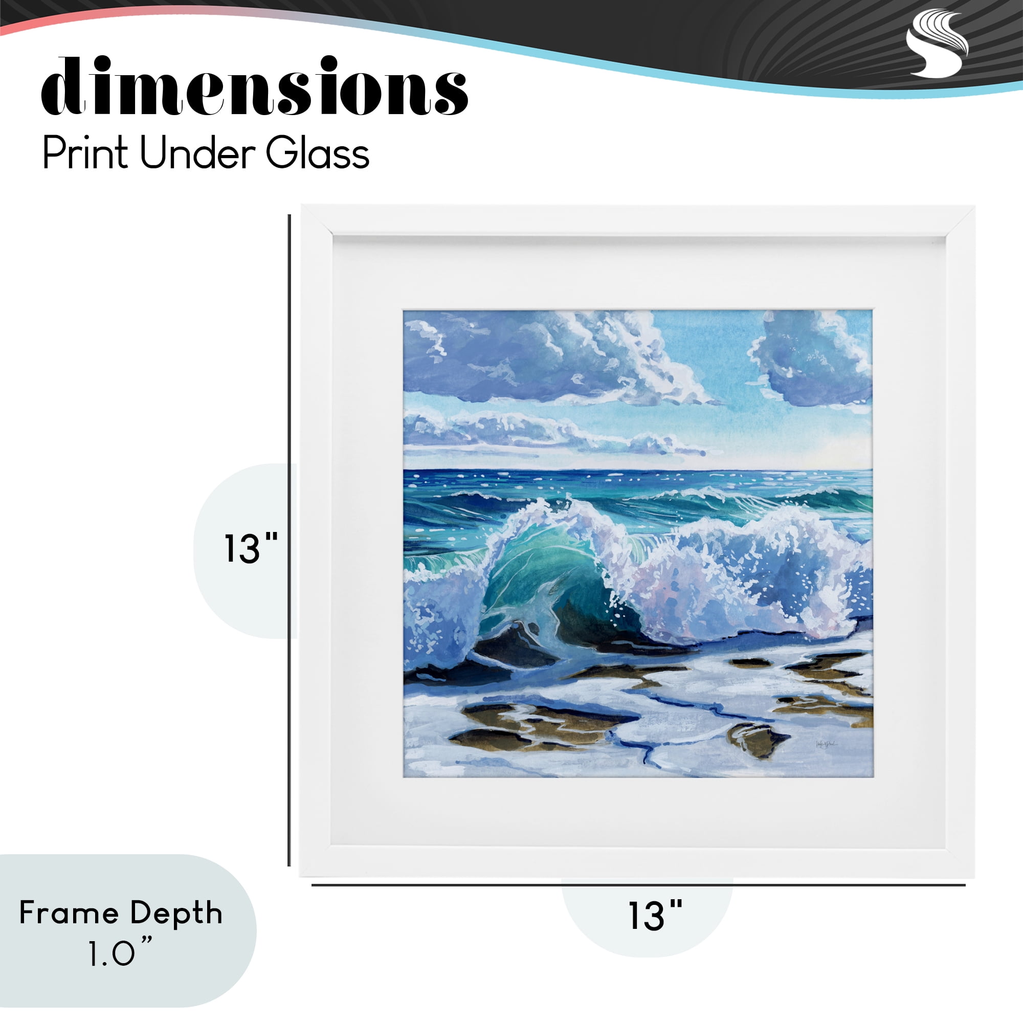 Stupell Industries Curling Aqua Wave on Shore White Framed Print Under Glass, design by Kate Jarvik Birch