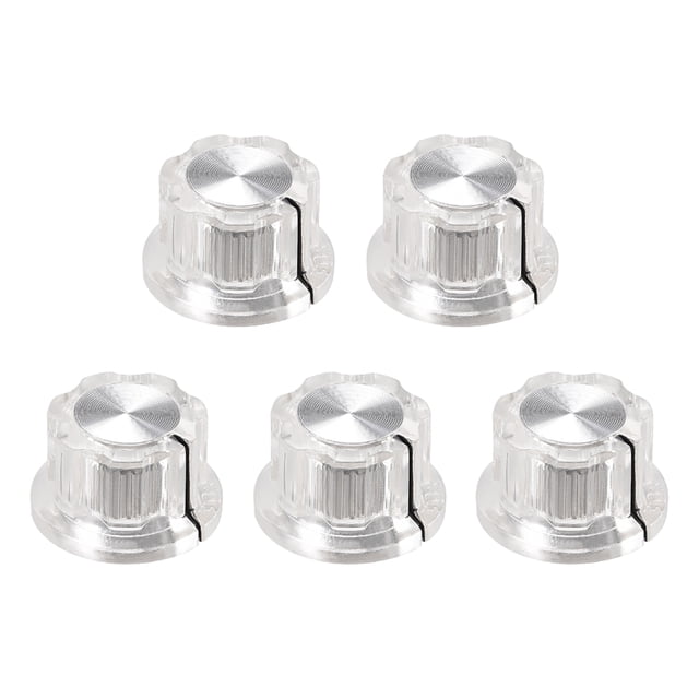 Uxcell 6.4mm Eje de agujero Potenciómetro Control de volumen perillas de efecto Pedal perillas claras 5 pcs