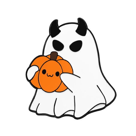 QHUDLV Cute Ghost Enamel Brooch Pin, Spooky Pumpkin Boo Ghost Brooch Backpack Badges Accessories, Halloween Decoration White Ghost Brooches, Cartoon Enamel Pins for Jackets