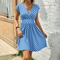 thumbnail image 2 of Tnhcen Women's Summer Deep V Neck Floral Print Waist Cinching Bodycon Mini Dress with Short Sleeve, 95% Polyester 5% Spandex Casual Dress Sizes S-2XL for Women, 2 of 6