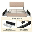thumbnail image 3 of Allewie Upholstered Full Size Platform Bed Frame with 4 Storage Drawers and Headboard, Diamond Stitched Button Tufted, Beige, 3 of 6
