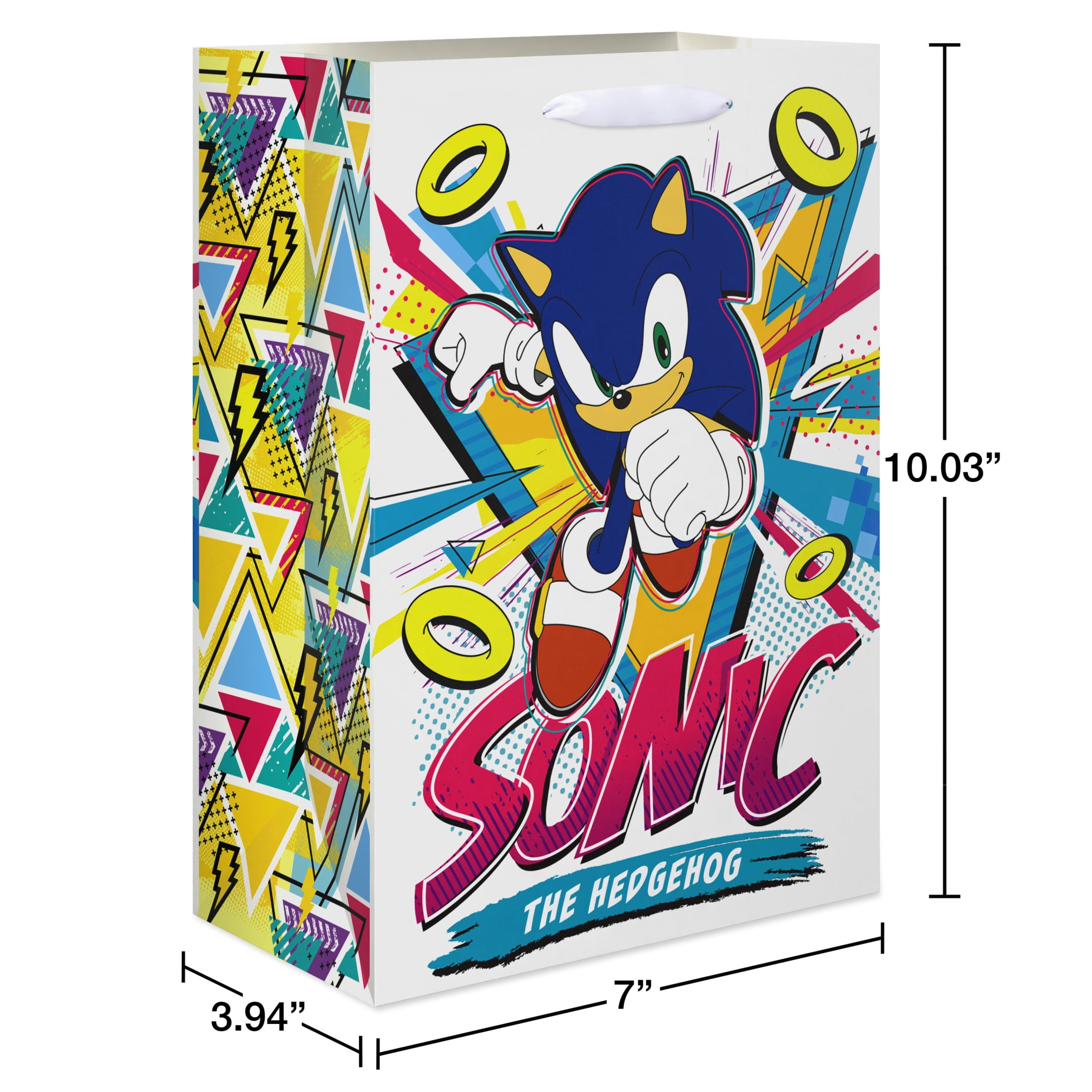 American Greetings 10 in. Sonic The Hedgehog Medium White Gift Bag (1-Count)