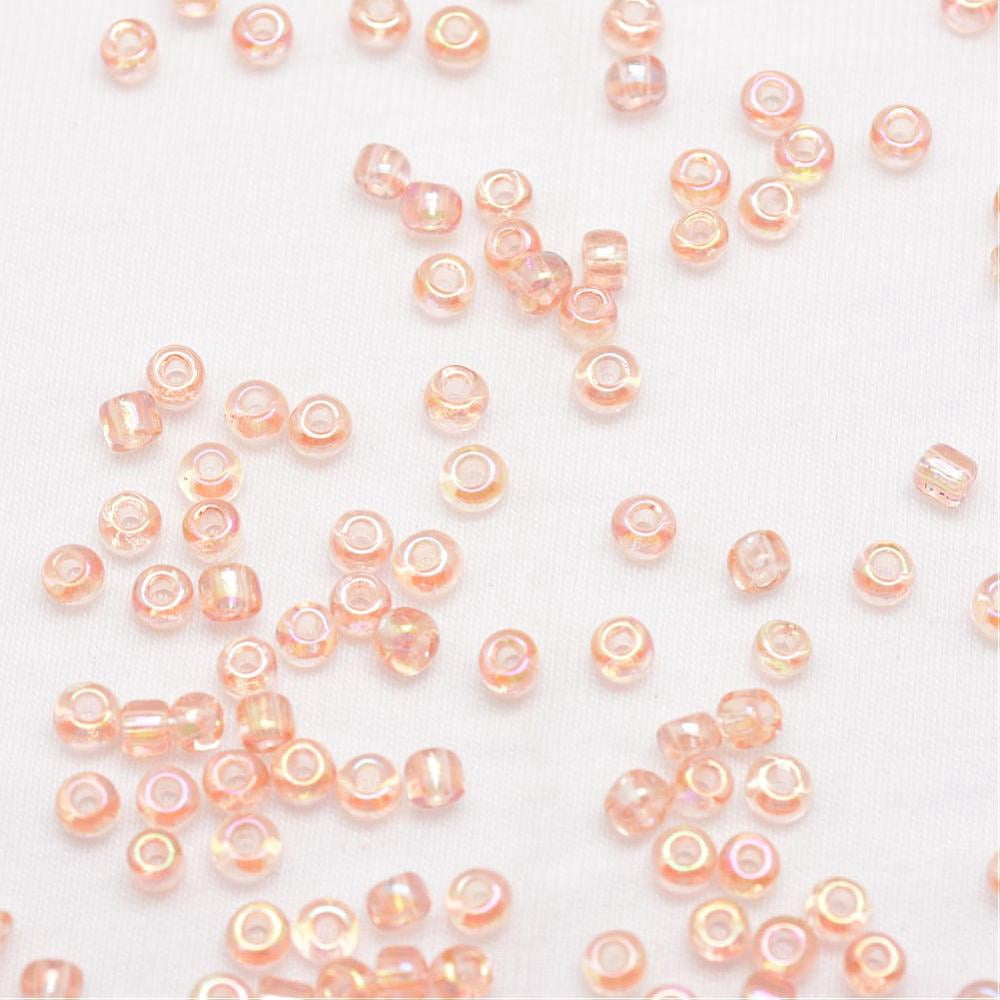 1pound 8/0 Round Glass Seed Beads Grade A Transparent Colours Rainbow Light Salmon 2.8~3.2mm Hole: 1.0mm about 15000pcs/pound