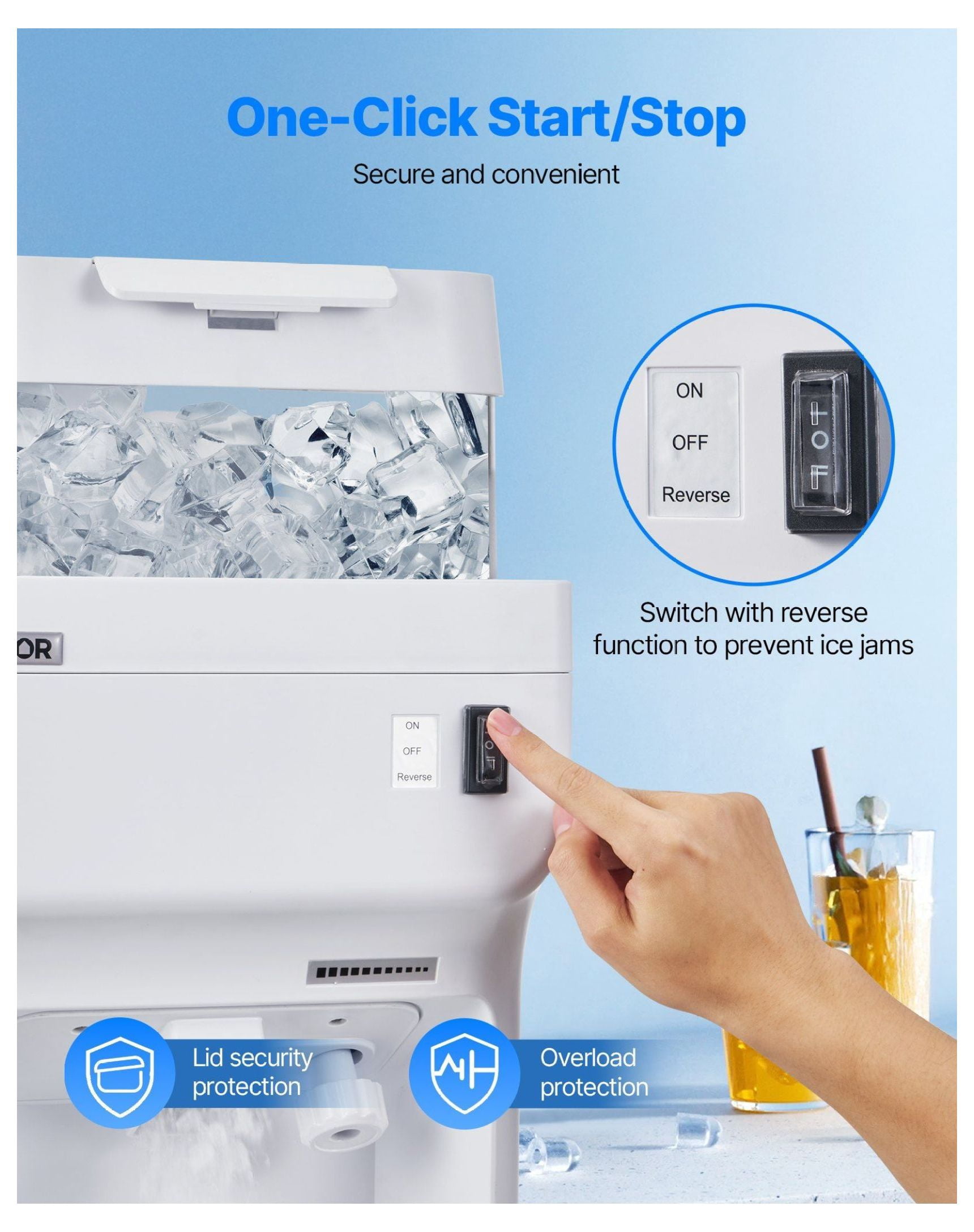 Commercial Ice Shaver 220LBS/H Electric Ice Crusher Snow Cone Maker White