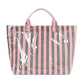 thumbnail image 1 of Bolso tote de PVC a rayas, brillante e impermeable, con asas reforzadas. Bolso de mano grande para playa, compras, viajes y uso diario. Bolso tote resistente y estructurado con asas reforzadas., 1 of 6