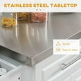 thumbnail image 6 of Kepooman Kitchen Island Cart with Wheels, Serving Utility Carts with Stainless Steel Top, Adjustable Shelves, 2 Drawers, Spice, Knife and Towel Rack, White, 6 of 7