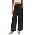 thumbnail image 6 of Women's Soft Drawstring Wide Leg Pants, Casual Solid Color Pull On Trousers, Harem Joggers with Functional Pockets, Summer Lightweight Breathable for Work Vacation | TruBelle,Black S, 6 of 9