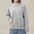 thumbnail image 5 of Hjtefg Girls Casual Pullover Sweatshirt, Solid Color Athletic Hoodie for Kids, Comfortable Everyday Wear Top with Soft Fabric, Relaxed Fit Hooded Blouse,Color: 1-Grey Size: 9-10 Years, 5 of 7