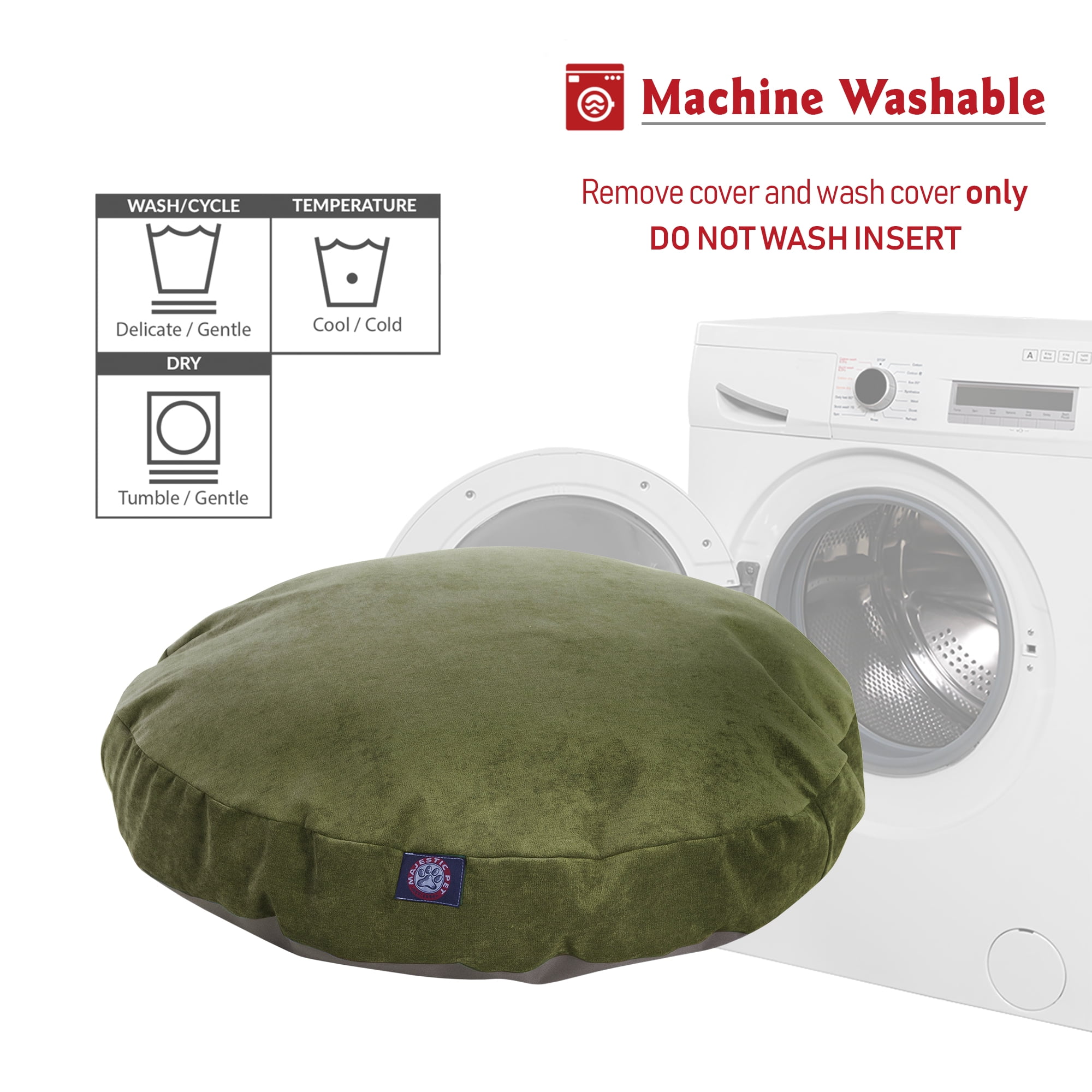 Majestic Pet | Villa Velvet Round Pet Bed For Dogs, Removable Cover, Fern, Small
