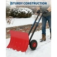 thumbnail image 6 of Snow Shovel with Wheels, Heavy Duty Double Rod Wheeled Snow Pusher with 29" W × 19.8" H Metal Blade, Angle & Height Adjustable Handle for Driveway Sidewalk Yard, 6 of 7