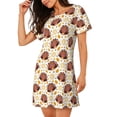 thumbnail image 2 of Fotbe Fall Turkey Bata de Dormir para Mujer con Estampado, Camisón de Algodón de Manga Corta, Ropa de Dormir Casual, 2 of 6