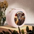 thumbnail image 6 of Yiaed Sunset Sunflower Small Cow Print Travel Jewelry Case Bridesmaid Gift Boxes Jewelry Travel Organizer Small Round Jewelry Box Mini Storage-Pink, 6 of 7