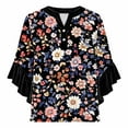 thumbnail image 5 of ICHUANYI Womens 3/4 Length Sleeve Tops Summer Ruffle Sleeve Blouses V-Neck Lace T-Shirts Dressy Casual Top, 5 of 6