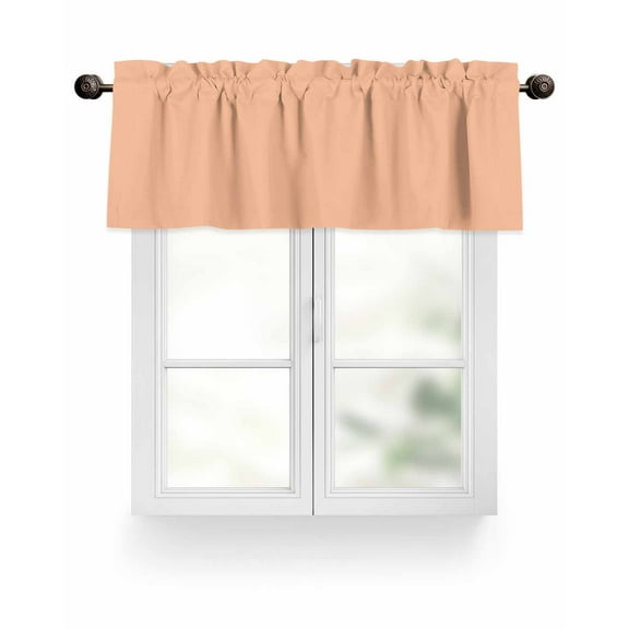 Peach Fuzz Valances for Windows Coral Solid Color Valance Rod Pocket Light Filtering Short Window Treatments Curtains for Kitchen Bathroom Living Room Bedroom, 1 Panel, 42 x 12 Inch