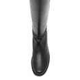 thumbnail image 3 of YDN Women Stretchy Pull On Round Toe Flats Knee High Boots Bi-Material Low Block Heel Long Boots Office Formal Shoes Size 12 Black, 3 of 4