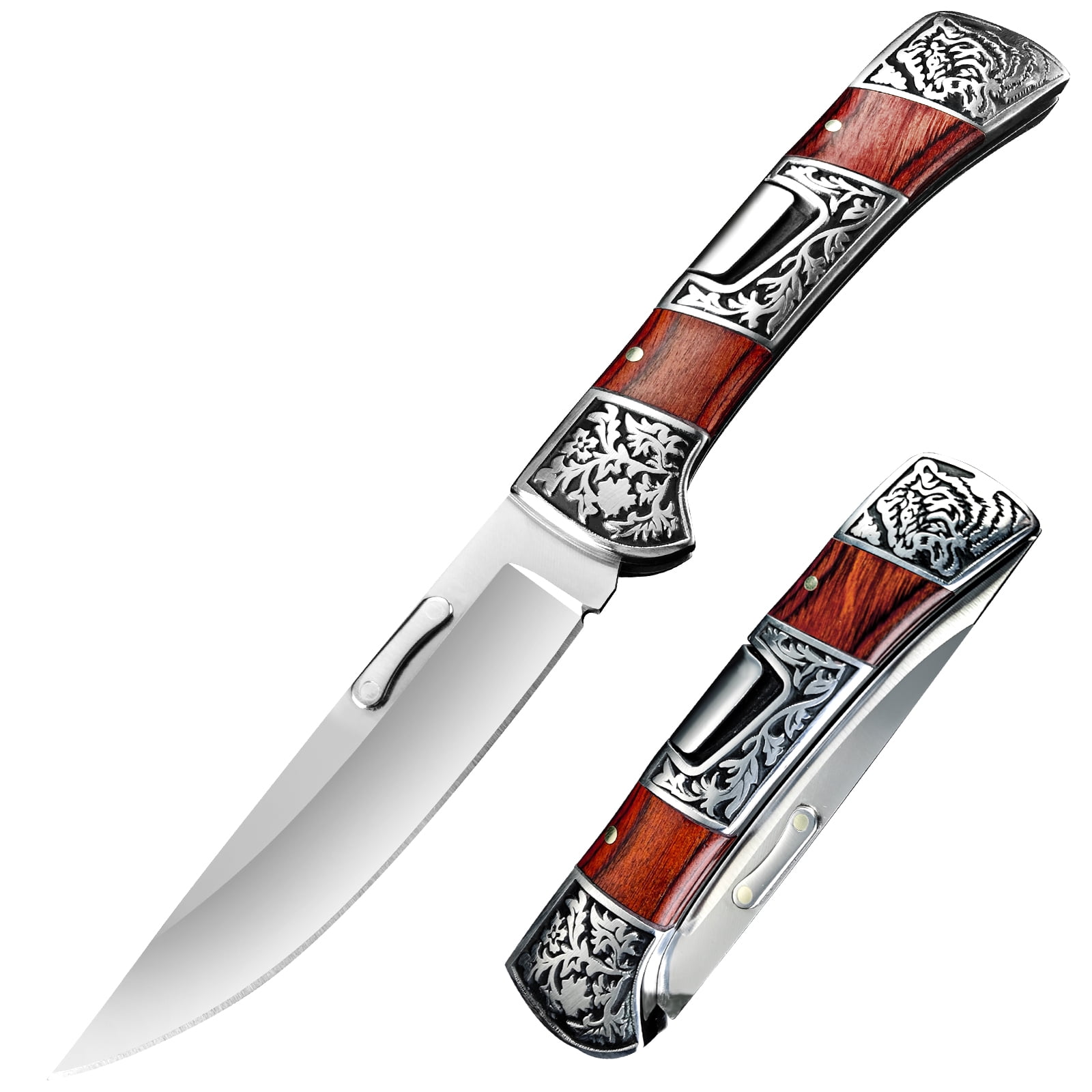 ASR Outdoor Paka Wood Pocket Knife Folding Blade 440 Stainless