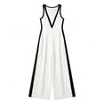 thumbnail image 4 of Sokhug Women Sleeveless Wide Leg Jumpsuit Deep V Neck Contrast Binding with Pocket Elegant Formal Casual Full Length Romper, 4 of 6